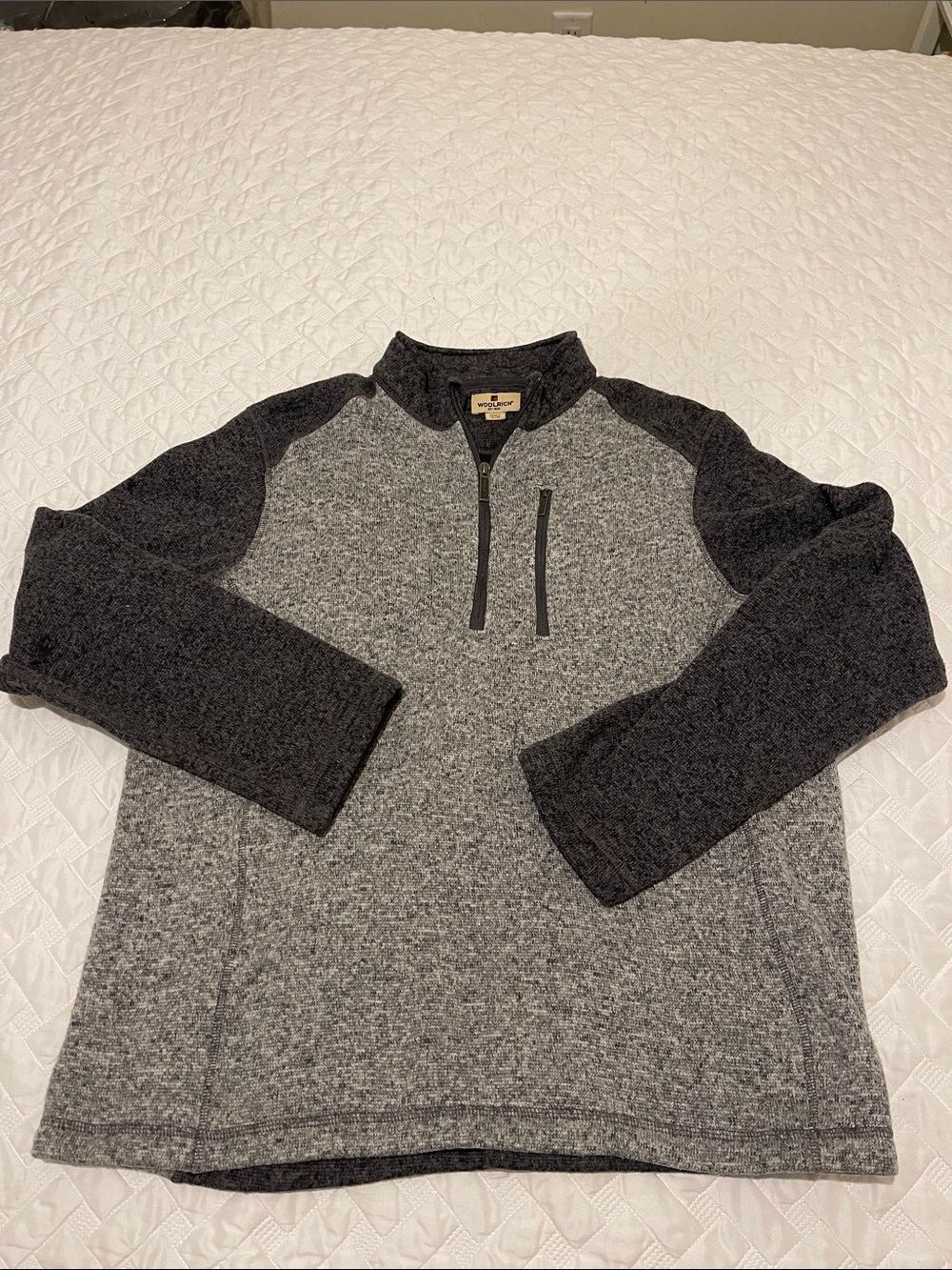 Woolrich Men's Gray and Charcoal Quarter-Zip Pullover